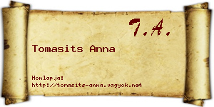 Tomasits Anna névjegykártya